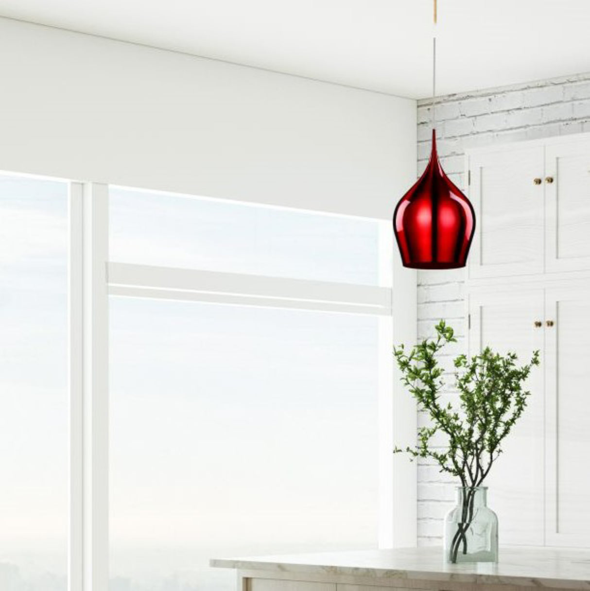Searchlight Electric Vibrant Pendant  - Metallic Red Metal 6461-26RE