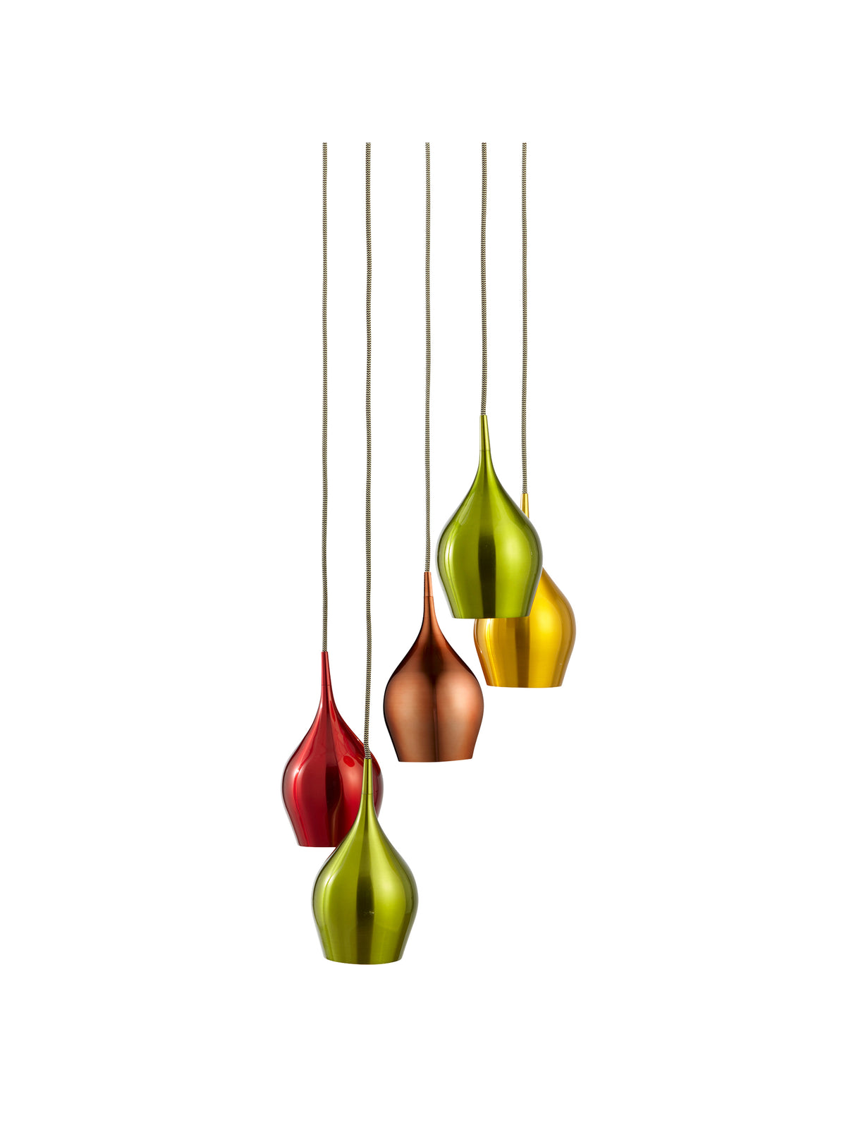 Searchlight Electric Vibrant 5Lt Multi-Drop Pendant-Metallic Multi-Coloured Metal 6465-5