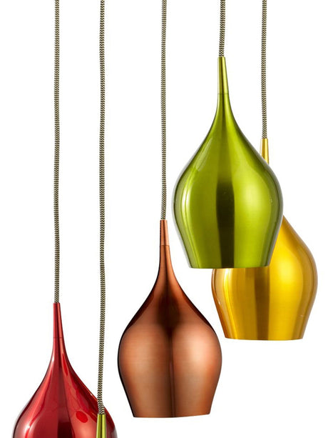 Searchlight Electric Vibrant 5Lt Multi-Drop Pendant-Metallic Multi-Coloured Metal 6465-5