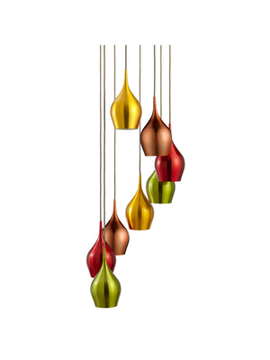 Searchlight Electric Vibrant 8Lt Multi-Drop Pendant-Metallic Multi-Coloured Metal 6468-8