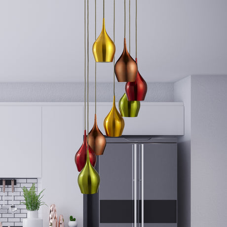 Searchlight Electric Vibrant 8Lt Multi-Drop Pendant-Metallic Multi-Coloured Metal 6468-8