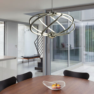 Searchlight Electric Magic  7Lt Pendant  - Chrome Metal & Opal Acrylic 6500-7CC