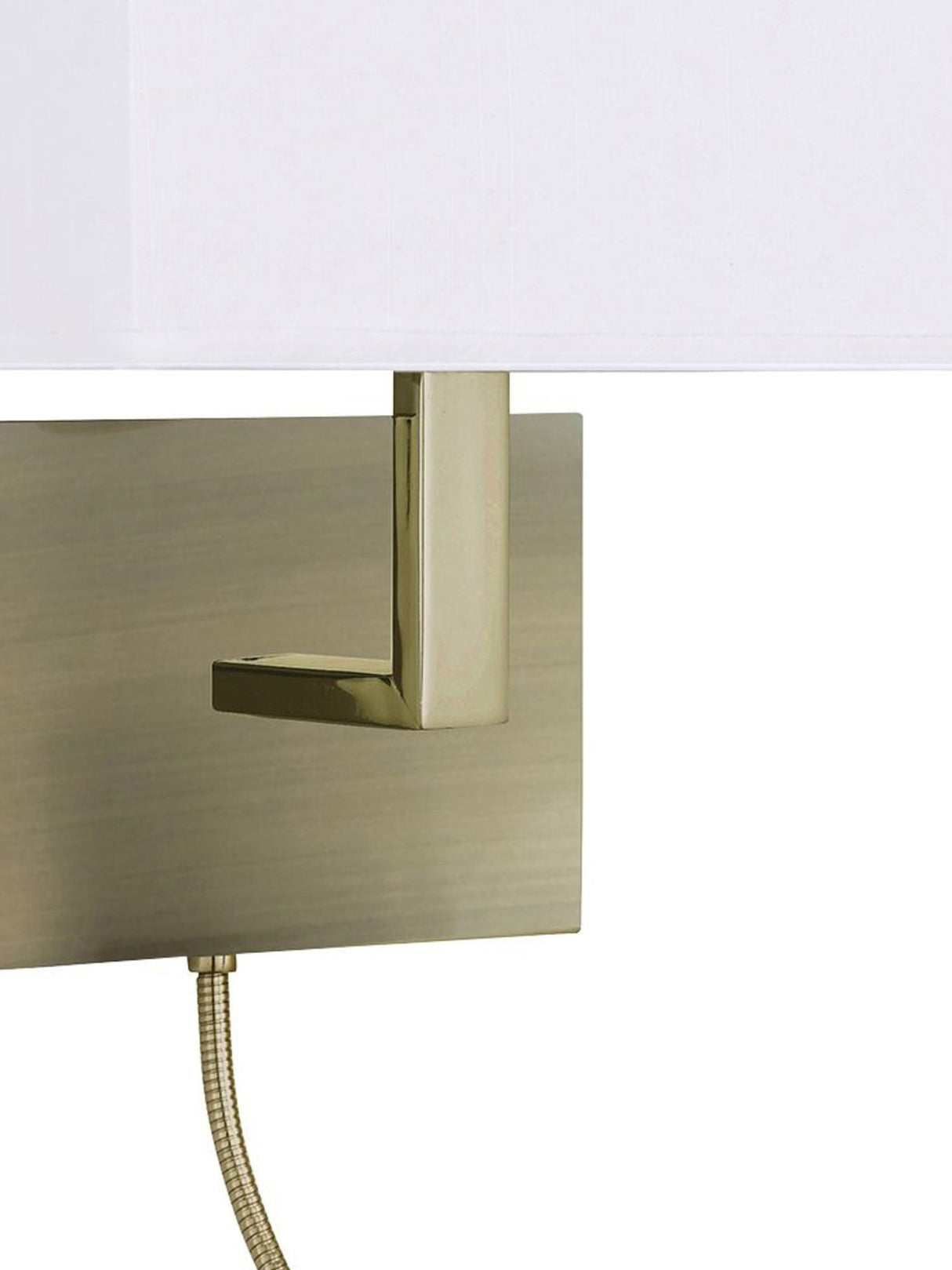 Searchlight Electric Hotel Wall Light- Antique Brass Metal & White Fabric 6519AB