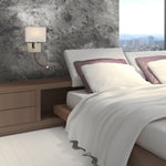 Searchlight Electric Hotel Wall Light- Antique Brass Metal & White Fabric 6519AB