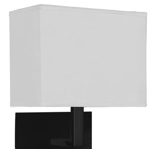 Searchlight Electric Hotel Wall Light - Matt Black Metal & White Fabric Shade 6519BK