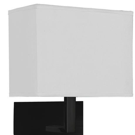 Searchlight Electric Hotel Wall Light - Matt Black Metal & White Fabric Shade 6519BK