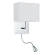 Hotel Wall Light - Chrome Metal & White Fabric Shade