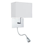 Searchlight Electric Hotel Wall Light - Chrome Metal & White Fabric Shade 6519CC