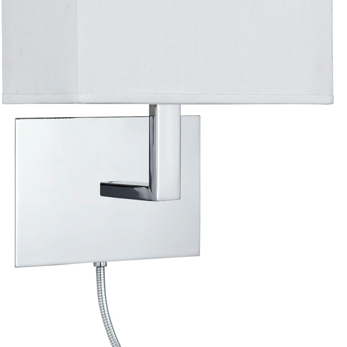 Searchlight Electric Hotel Wall Light - Chrome Metal & White Fabric Shade 6519CC