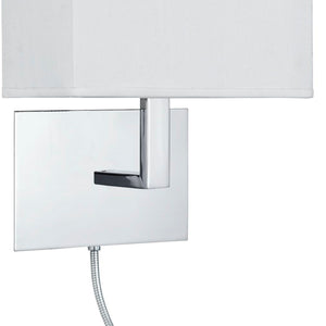 Searchlight Electric Hotel Wall Light - Chrome Metal & White Fabric Shade 6519CC
