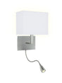 Hotel Wall Light with LED Reading Light - Satin Silver Metal