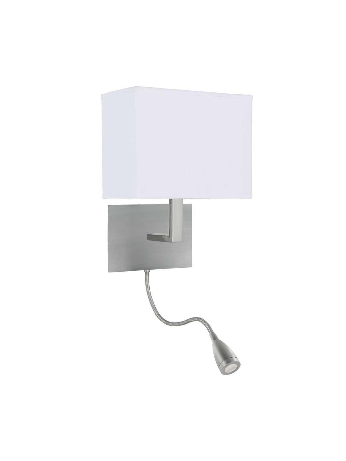 Searchlight Electric Hotel Wall Light with LED Reading Light - Satin Silver Metal 6519SS