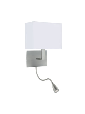 Searchlight Electric Hotel Wall Light with LED Reading Light - Satin Silver Metal 6519SS