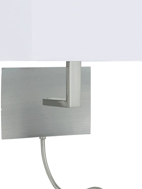 Searchlight Electric Hotel Wall Light with LED Reading Light - Satin Silver Metal 6519SS