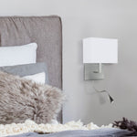 Searchlight Electric Hotel Wall Light with LED Reading Light - Satin Silver Metal 6519SS