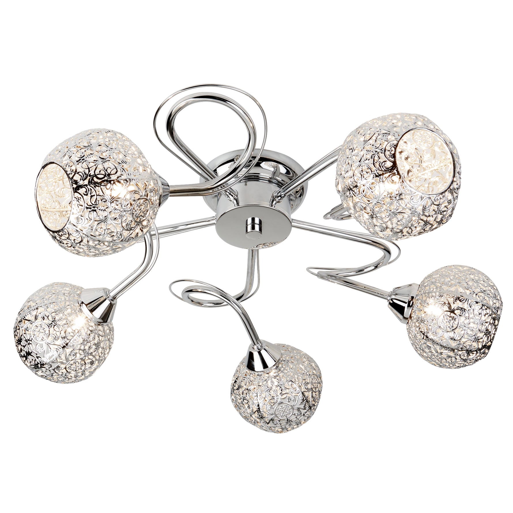 Souk 5Lt Flush - Chrome & Laser Cut Shades