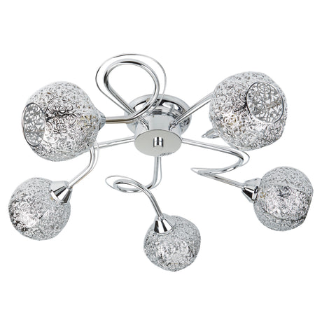 Searchlight Electric Souk 5Lt Flush - Chrome & Laser Cut Shades 6535-5CC