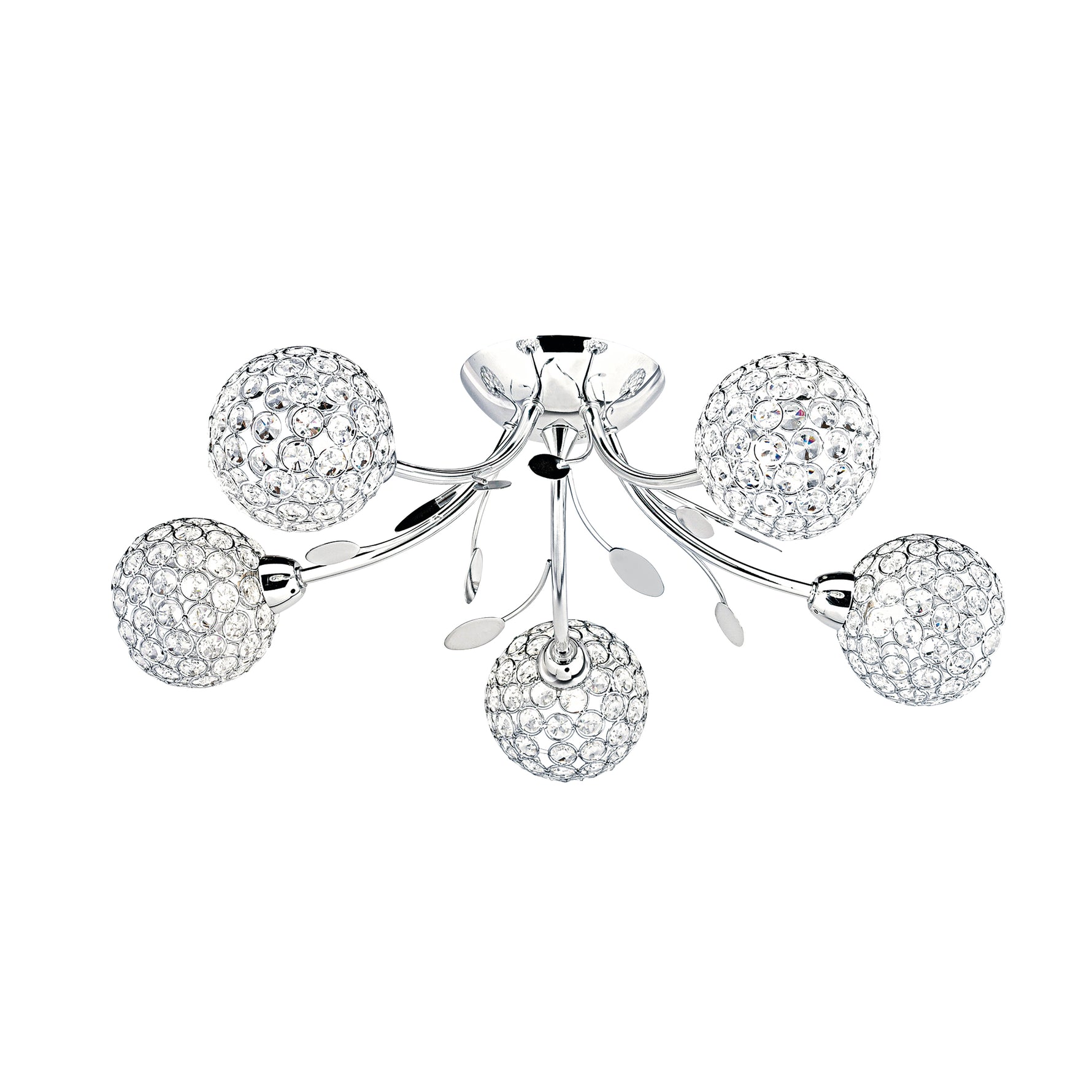 Bellis II 5Lt Semi-Flush - Chrome & Clear Glass Beads