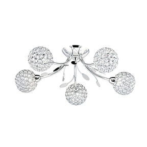 Bellis II 5Lt Semi-Flush - Chrome & Clear Glass Beads
