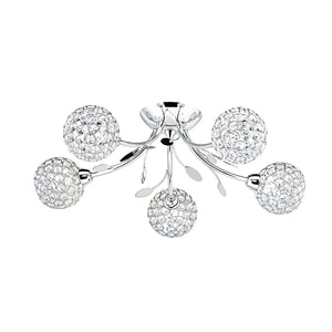 Bellis II 5Lt Semi-Flush - Chrome & Clear Glass Beads