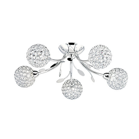 Bellis II 5Lt Semi-Flush - Chrome & Clear Glass Beads