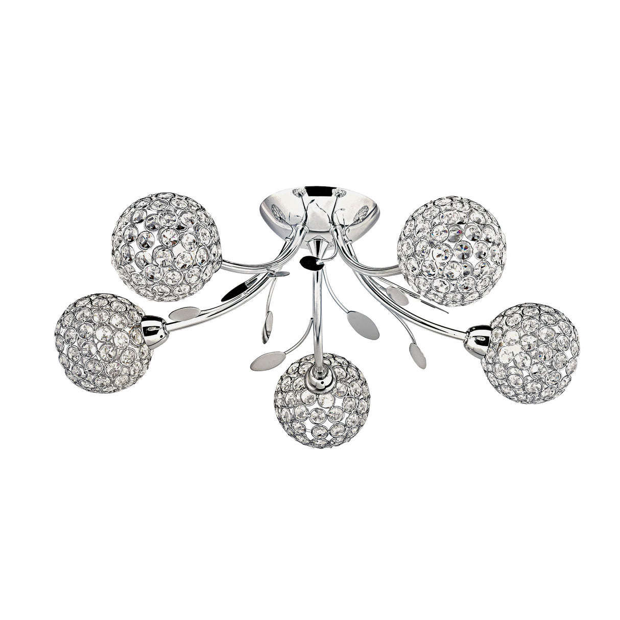 Searchlight Electric Bellis II 5Lt Semi-Flush - Chrome & Clear Glass Beads 6575-5CC