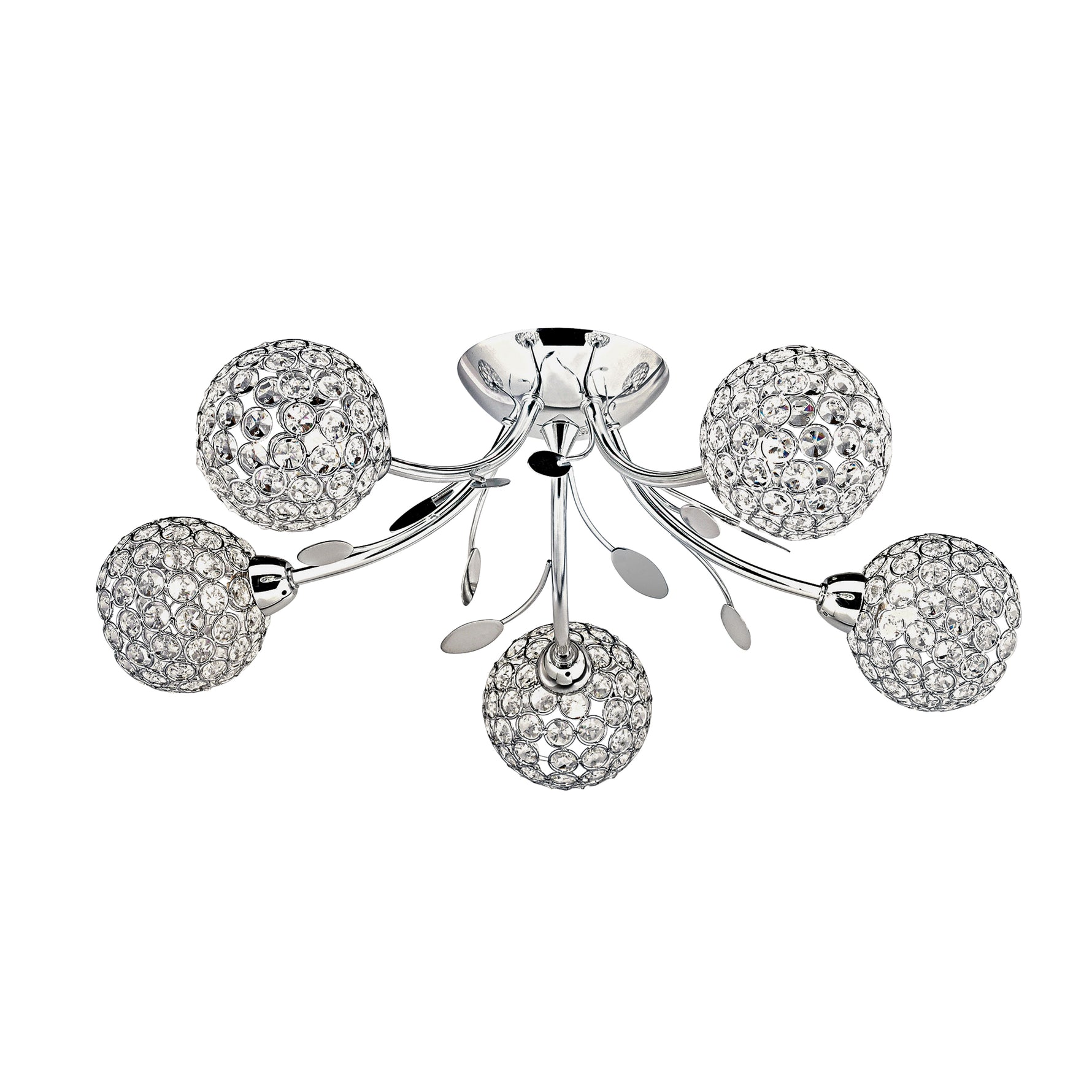 Searchlight Electric Bellis II 5Lt Semi-Flush - Chrome & Clear Glass Beads 6575-5CC