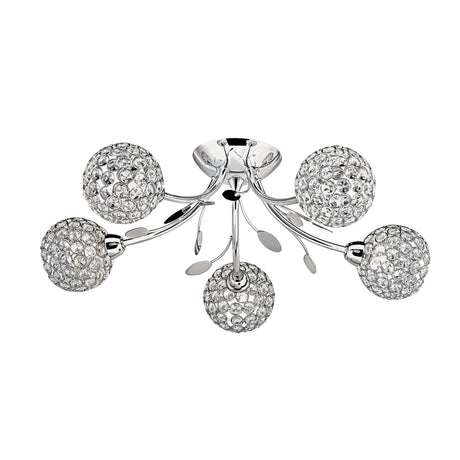 Searchlight Electric Bellis II 5Lt Semi-Flush - Chrome & Clear Glass Beads 6575-5CC
