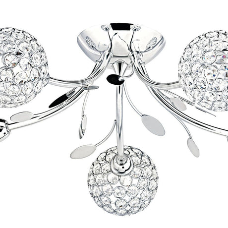 Searchlight Electric Bellis II 5Lt Semi-Flush - Chrome & Clear Glass Beads 6575-5CC