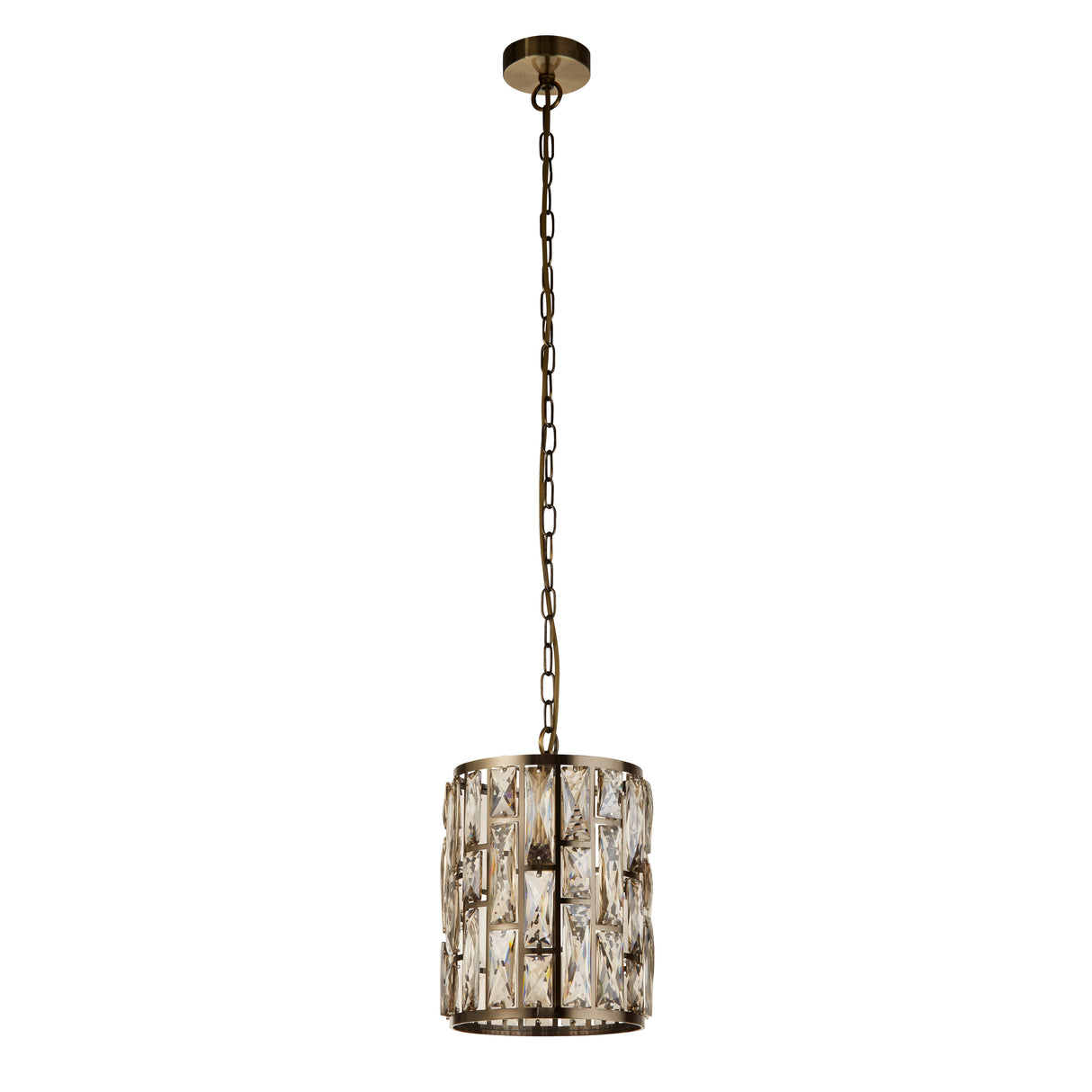 Searchlight Electric Bijou Pendant - Antique Brass Metal & Champagne Glass 6581-1AB