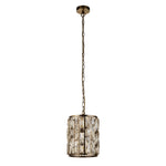 Searchlight Electric Bijou Pendant - Antique Brass Metal & Champagne Glass 6581-1AB