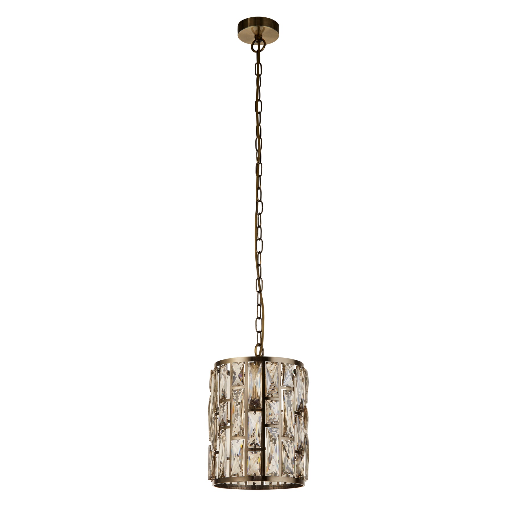 Searchlight Electric Bijou Pendant - Antique Brass Metal & Champagne Glass 6581-1AB