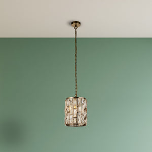 Searchlight Electric Bijou Pendant - Antique Brass Metal & Champagne Glass 6581-1AB