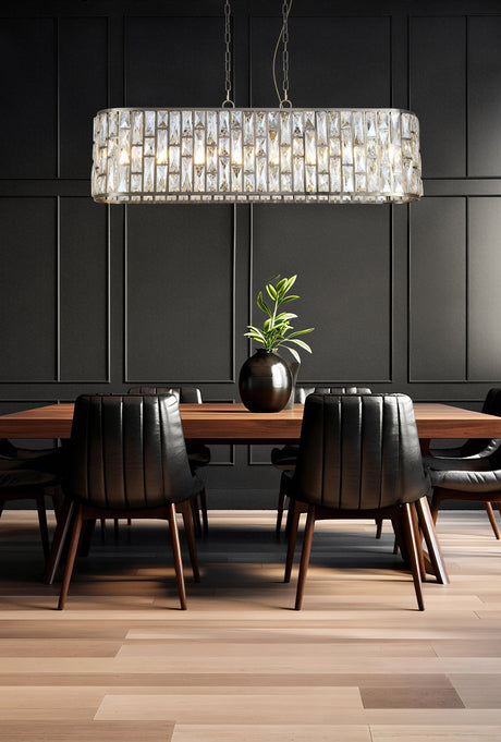 Searchlight Electric Bijou 8Lt Oval Diner Pendant Antique Brass Metal & Champagne 65818-8AB