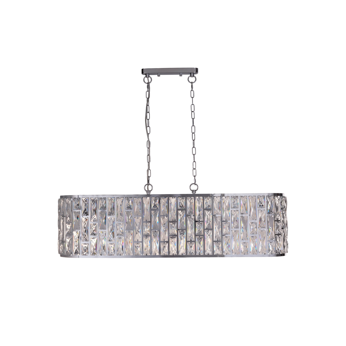 Searchlight Electric Bijou 8Lt Oval Diner Pendant Chrome Metal & Clear Crystal 65818-8CC