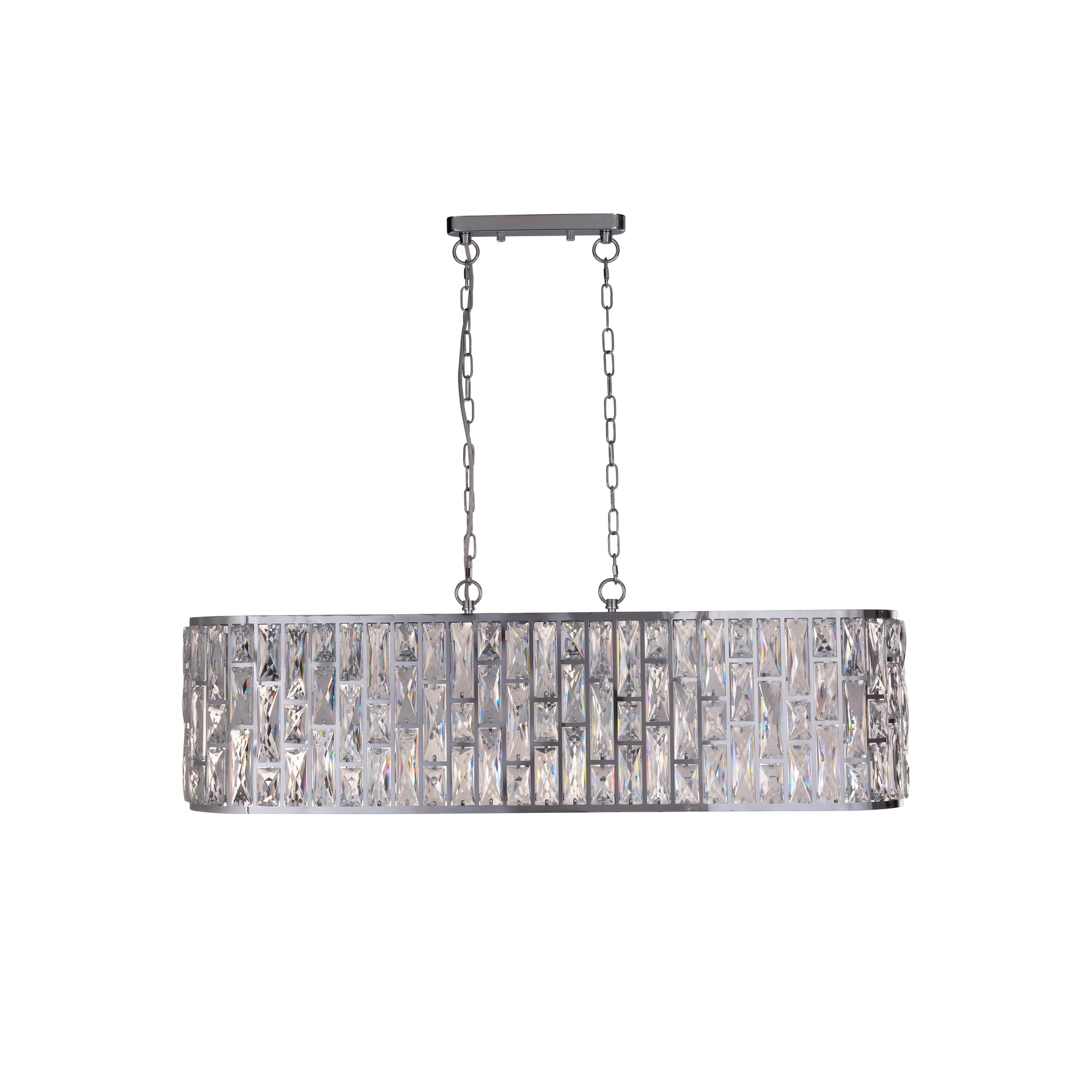 Searchlight Electric Bijou 8Lt Oval Diner Pendant Chrome Metal & Clear Crystal 65818-8CC