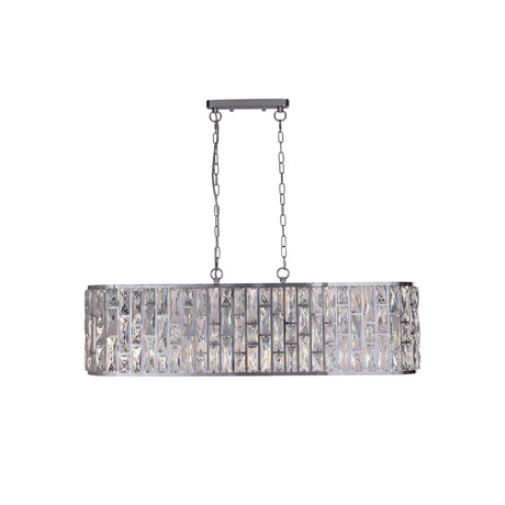 Searchlight Electric Bijou 8Lt Oval Diner Pendant Chrome Metal & Clear Crystal 65818-8CC