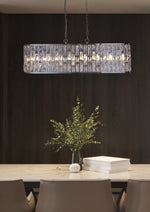 Searchlight Electric Bijou 8Lt Oval Diner Pendant Chrome Metal & Clear Crystal 65818-8CC