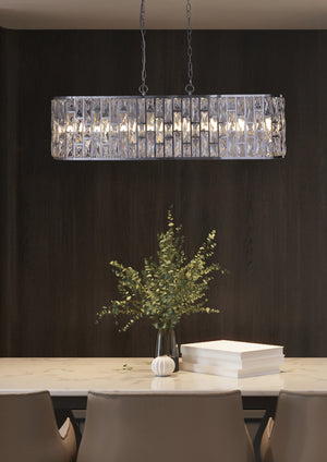 Searchlight Electric Bijou 8Lt Oval Diner Pendant Chrome Metal & Clear Crystal 65818-8CC