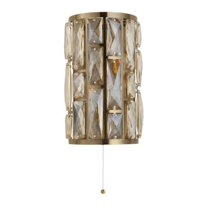 Searchlight Electric Bijou 2Lt Wall Light - Antique Brass Metal & Champagne Glass 6582-2AB