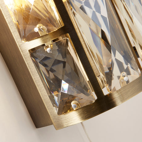 Searchlight Electric Bijou 2Lt Wall Light - Antique Brass Metal & Champagne Glass 6582-2AB