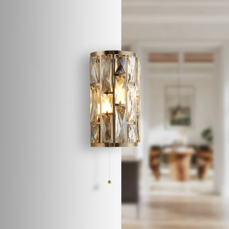 Searchlight Electric Bijou 2Lt Wall Light - Antique Brass Metal & Champagne Glass 6582-2AB