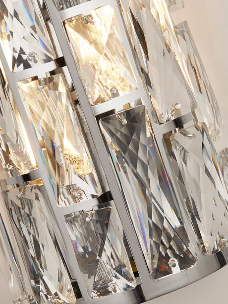 Searchlight Electric Bijou  2Lt Wall Light  - Chrome Metal & Crystal Glass 6582-2CC