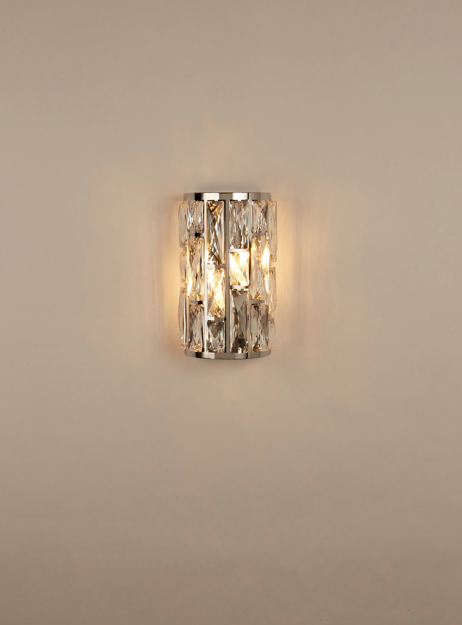 Searchlight Electric Bijou  2Lt Wall Light  - Chrome Metal & Crystal Glass 6582-2CC