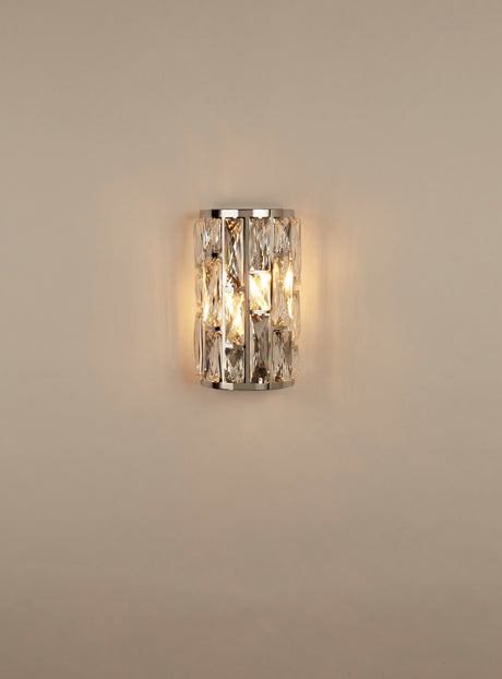 Searchlight Electric Bijou  2Lt Wall Light  - Chrome Metal & Crystal Glass 6582-2CC