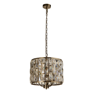 Searchlight Electric Bijou 3Lt Pendant - Antique Brass Metal & Champagne Glass 6583-3AB