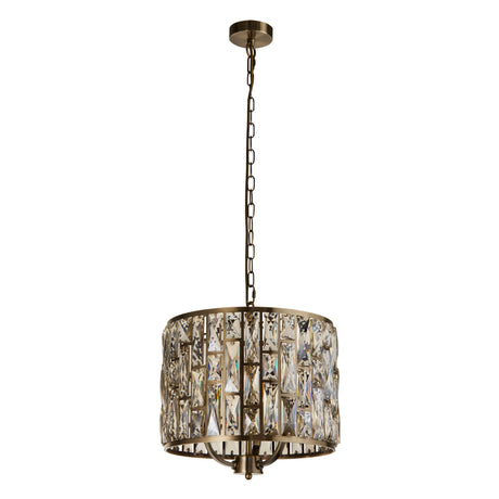 Searchlight Electric Bijou 3Lt Pendant - Antique Brass Metal & Champagne Glass 6583-3AB