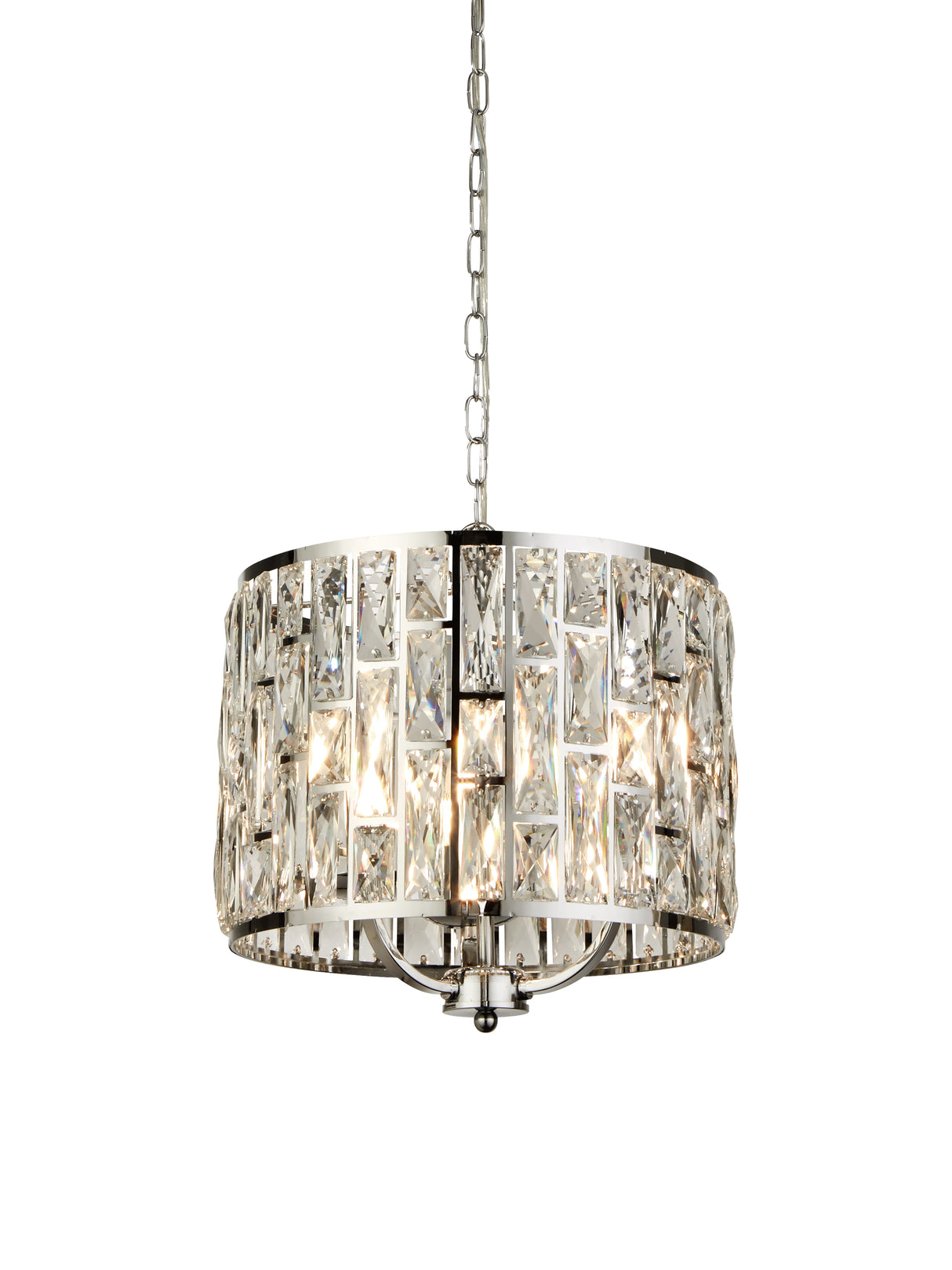 Bijou  3Lt Pendant - Chrome Metal & Crystal Glass