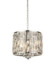 Bijou  3Lt Pendant - Chrome Metal & Crystal Glass