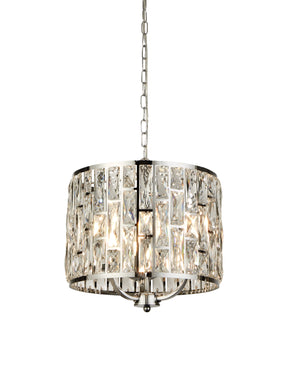 Bijou  3Lt Pendant - Chrome Metal & Crystal Glass